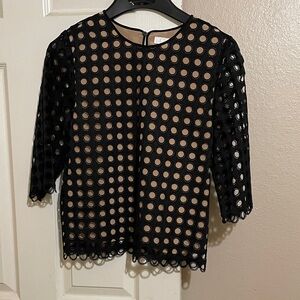 Chloe Black Lace Circle Pattern Blouse